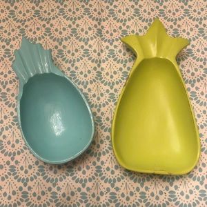 Pair of hand painted pineapple  trays